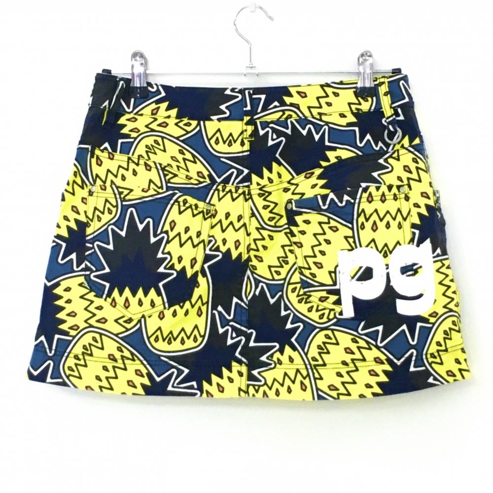 パーリーゲイツ スカート イエロー×黒 パイナップル柄  レディース 1(M) ゴルフウェア PEARLY GATES