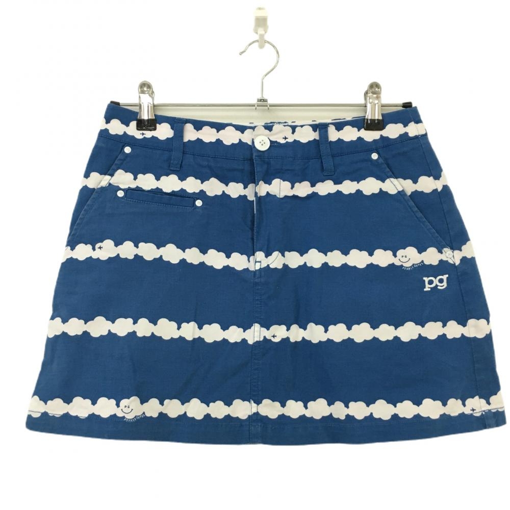 パーリーゲイツ スカート ブルー×白 雲総柄  レディース 0(S) ゴルフウェア PEARLY GATES