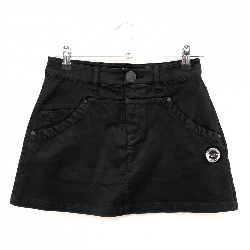 パーリーゲイツ スカート 黒 ストレッチ ポケット内側総柄  レディース 0(S) ゴルフウェア PEARLY GATES