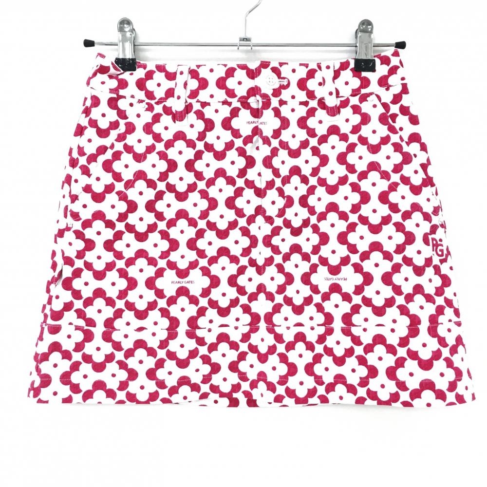 【美品】パーリーゲイツ スカート 白×ピンク 総柄  レディース 00(XS) ゴルフウェア 2023年モデル PEARLY GATES