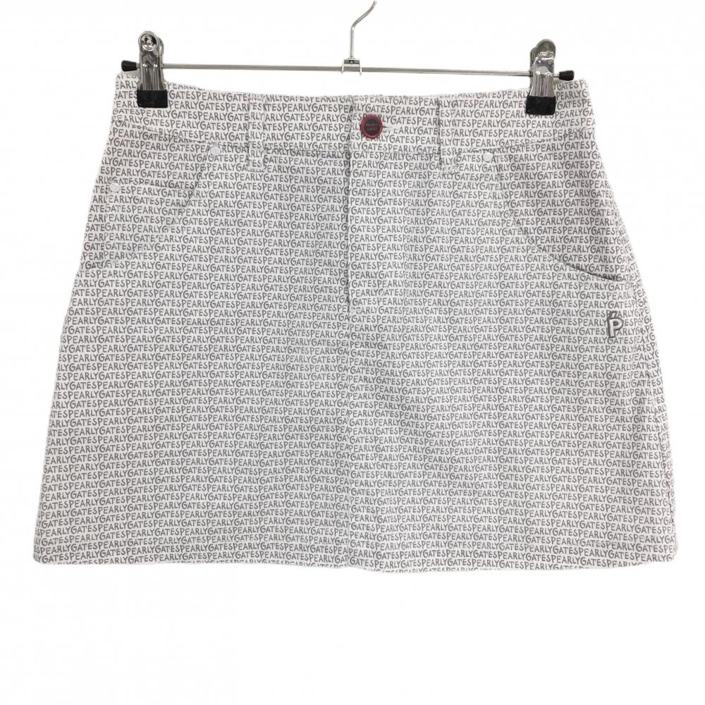 【美品】パーリーゲイツ スカート 白×グレー ロゴ総柄 レディース 1(M) ゴルフウェア 2023年モデル PEARLY GATES