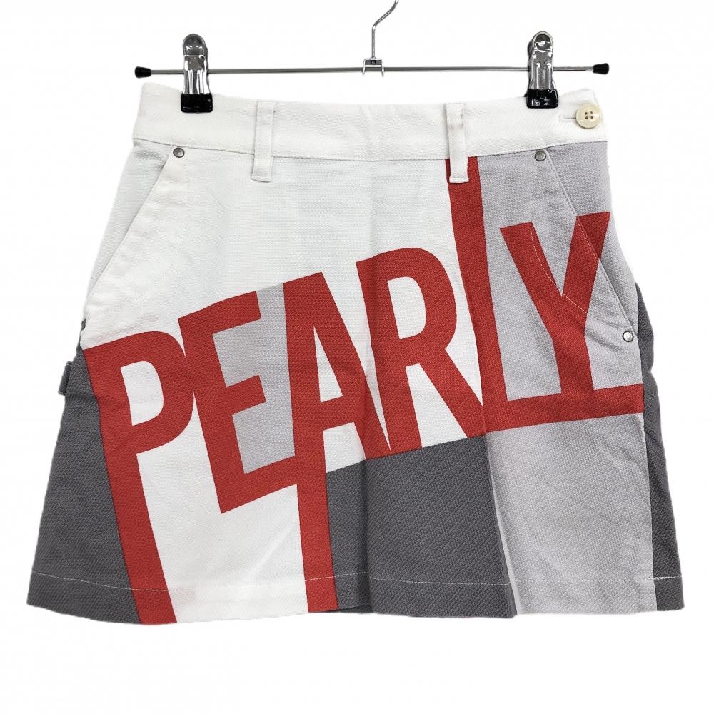 【美品】パーリーゲイツ スカート 白×レッド ビッグロゴ レディース 00(XS) ゴルフウェア 2022年モデル PEARLY GATES