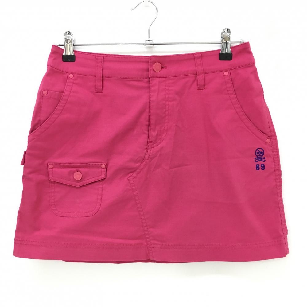 【美品】パーリーゲイツ スカート ピンク スカル刺しゅう コットン混  レディース 0(S) ゴルフウェア PEARLY GATES