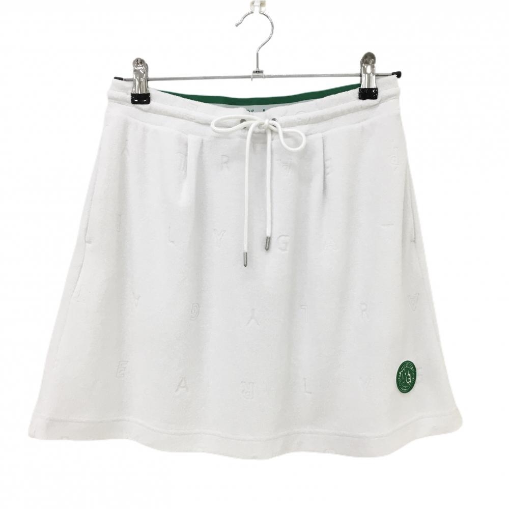 パーリーゲイツ スカート 白 パイル地 ロゴ総柄  レディース 2(L) ゴルフウェア 2024年モデル PEARLY GATES