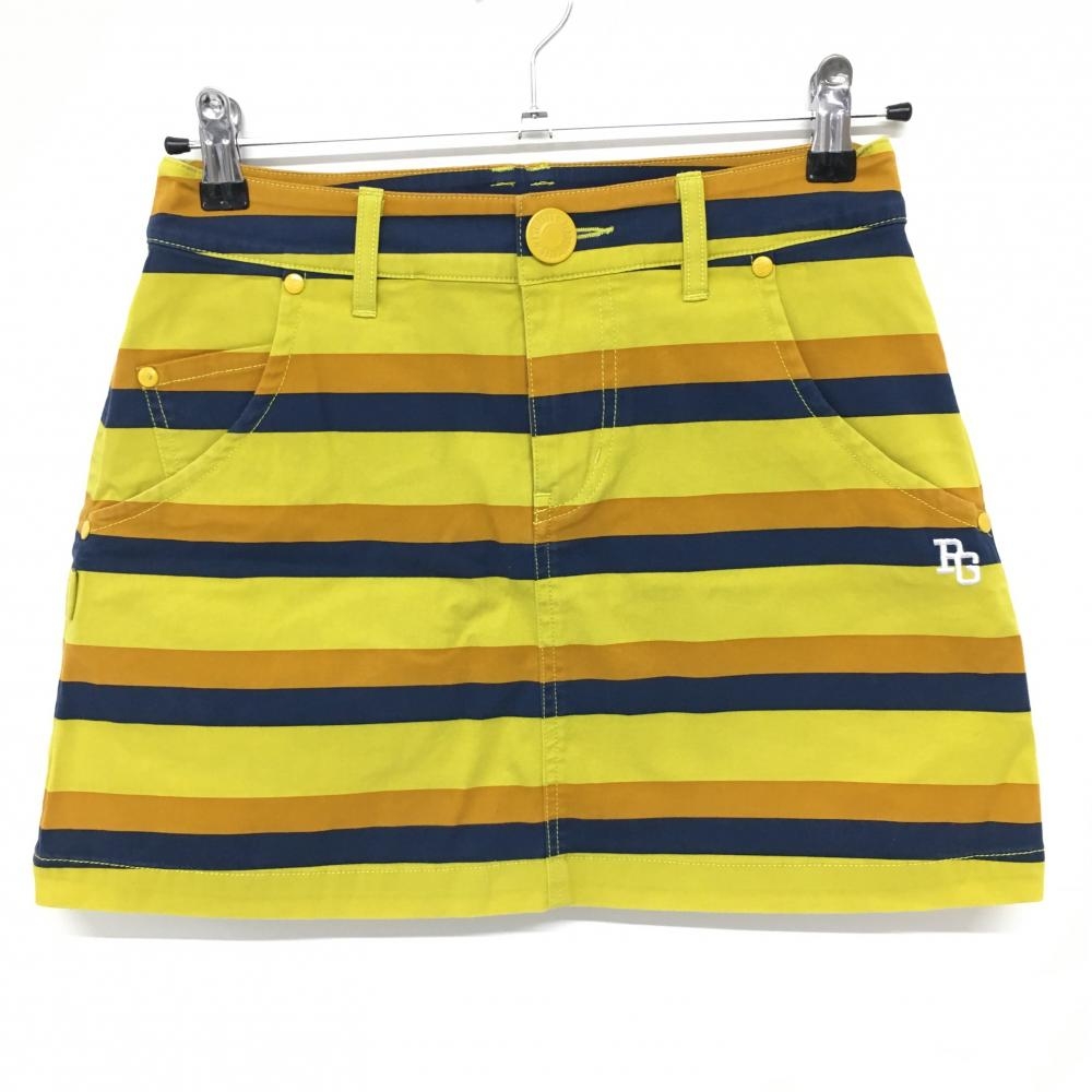 パーリーゲイツ スカート イエロー×ネイビー ボーダー レディース 0(S) ゴルフウェア PEARLY GATES