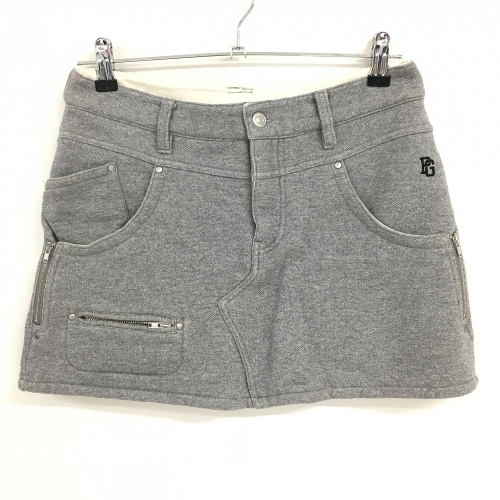 【美品】パーリーゲイツ スカート グレー スウェット地 複数ポケット  レディース 1(M) ゴルフウェア PEARLY GATES