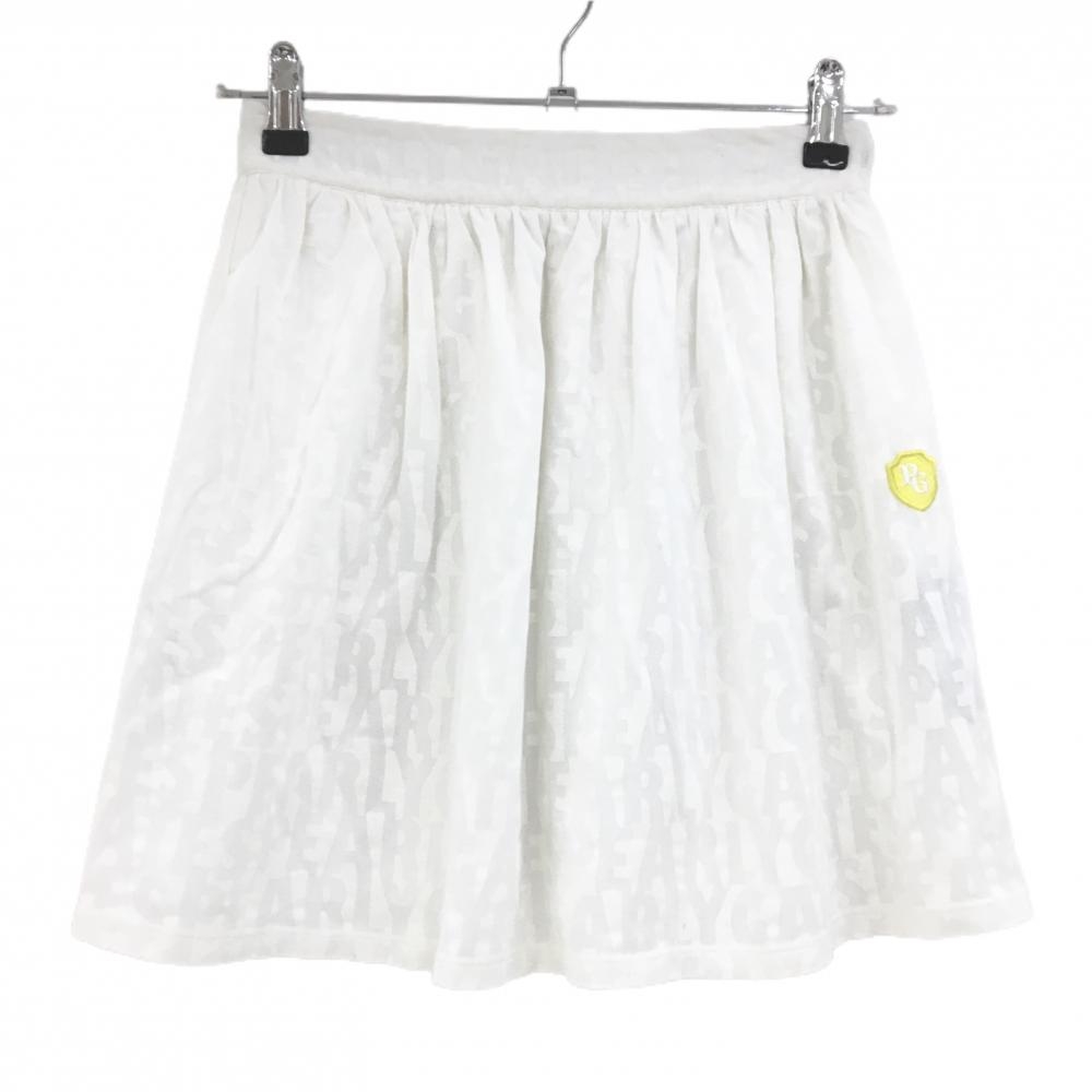 【超美品】パーリーゲイツ スカート 白 ロゴ総柄 メッシュ 裏地付 レディース 0(S) ゴルフウェア PEARLY GATES