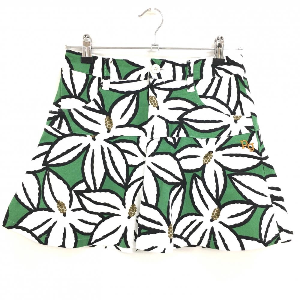 パーリーゲイツ スカート グリーン×白 花柄  レディース 0(S) ゴルフウェア PEARLY GATES