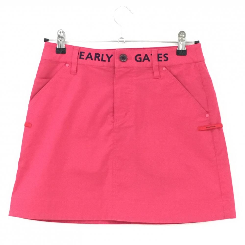 パーリーゲイツ スカート ピンク×ネイビー ウエストロゴ刺しゅう  レディース S ゴルフウェア PEARLY GATES
