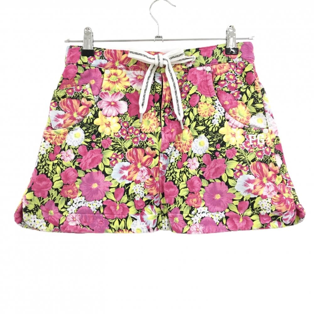 【美品】パーリーゲイツ スカート ピンク×ライトグリーン 花柄 スウェット地 レディース 0(S) ゴルフウェア PEARLY GATES