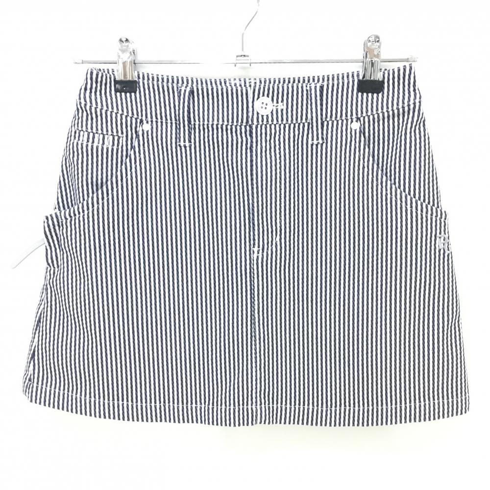 【美品】パーリーゲイツ スカート 白×ネイビー ストライプ レディース 00(XS) ゴルフウェア 2022年モデル PEARLY GATES