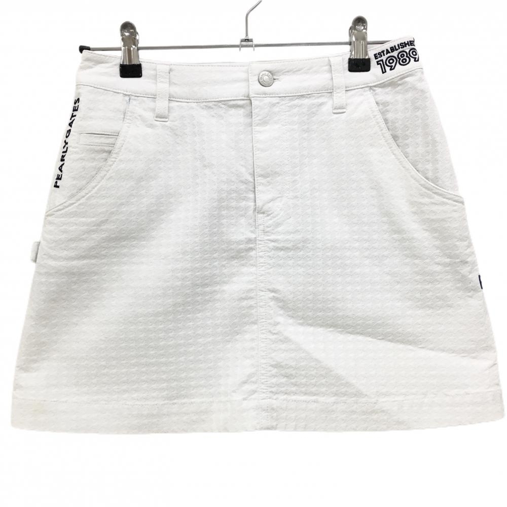 パーリーゲイツ スカート 白×ネイビー 織生地 ロゴ刺しゅう レディース 0(S) ゴルフウェア 2022年モデル PEARLY GATES