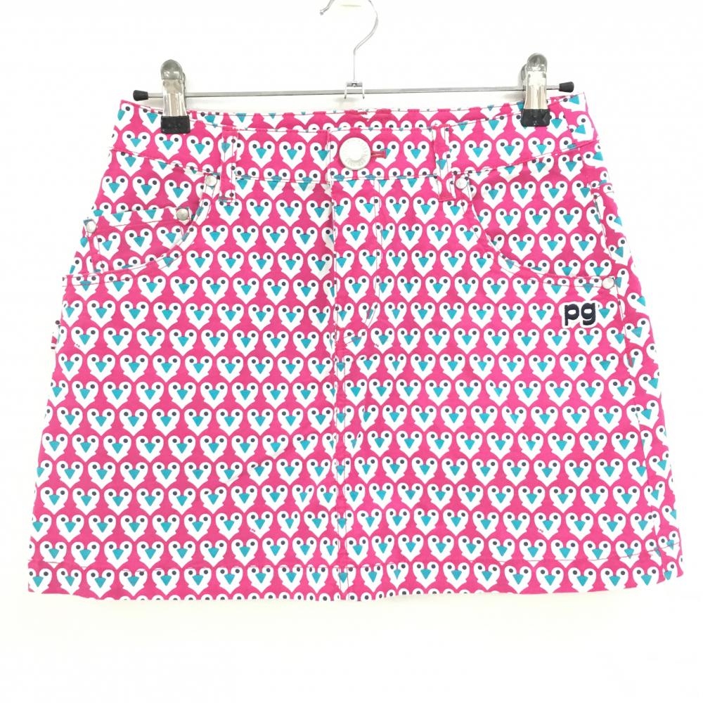 パーリーゲイツ スカート ピンク×白 ペンギン柄 内側30周年 レディース 1(M) ゴルフウェア PEARLY GATES