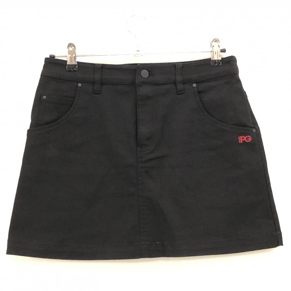 【超美品】パーリーゲイツ スカート 黒 ロゴレッド ストレッチ  レディース 1(M) ゴルフウェア 2022年モデル PEARLY GATES