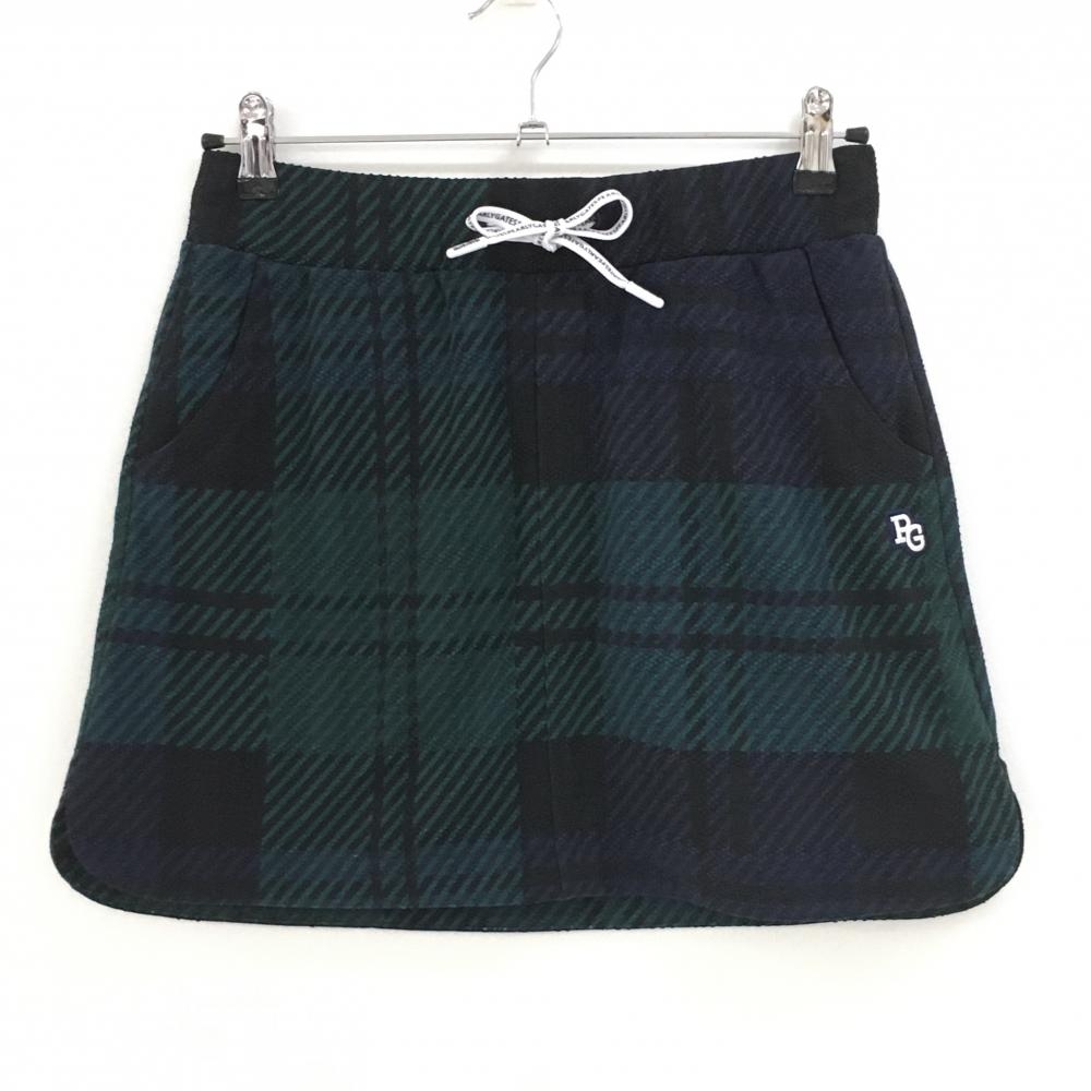 パーリーゲイツ スカート ネイビー×グリーン チェック 調整紐ロゴ  レディース 1(M) ゴルフウェア 2023年モデル PEARLY GATES