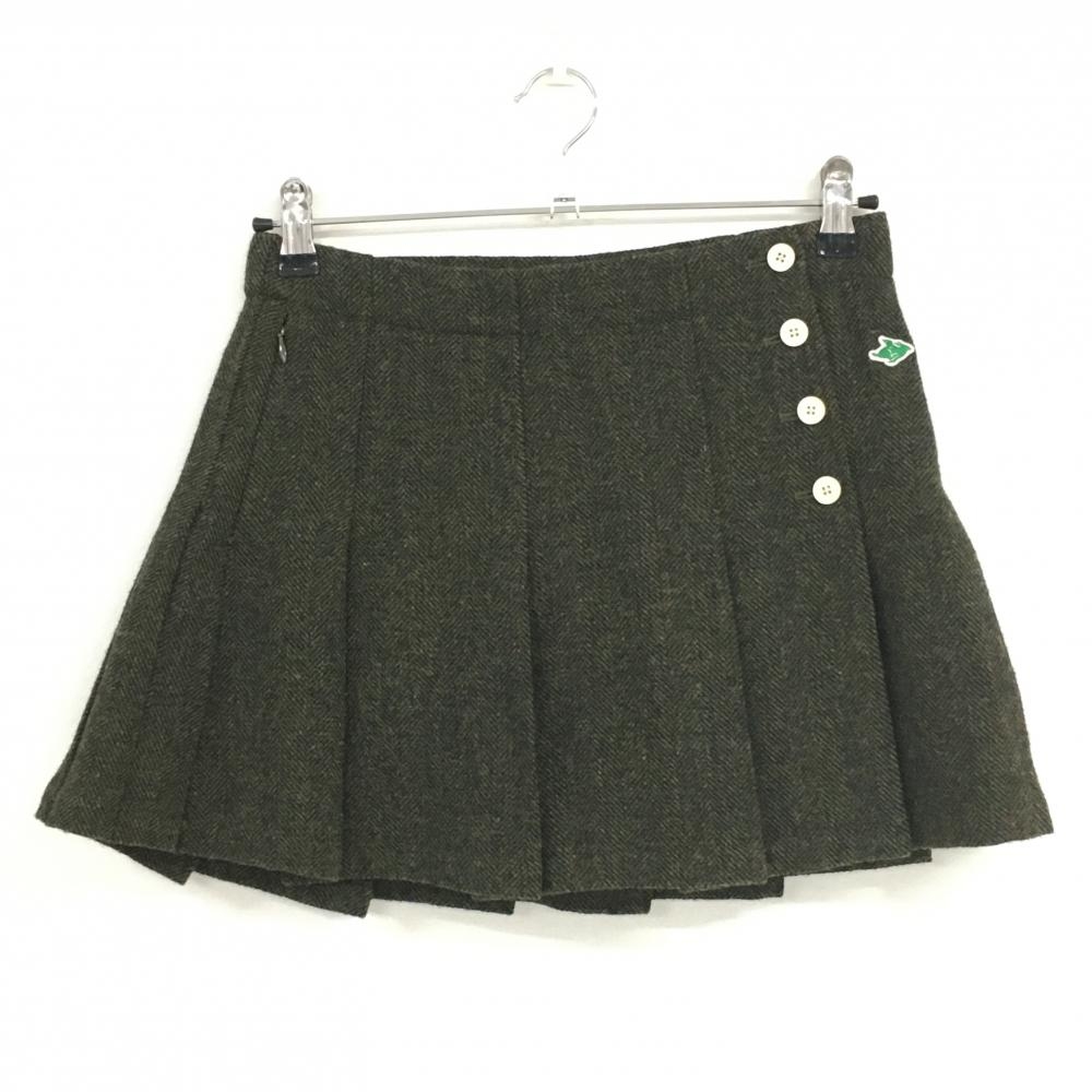 【超美品】パーリーゲイツ 巻きスカート カーキ系  織生地 ウール  レディース 1(M) ゴルフウェア PEARLY GATES