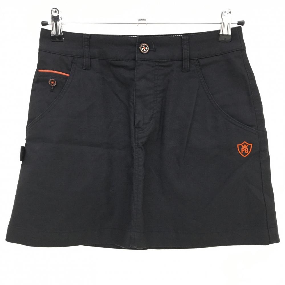 【美品】パーリーゲイツ スカート 黒×オレンジ ストレッチ レディース 00(XS) ゴルフウェア PEARLY GATES