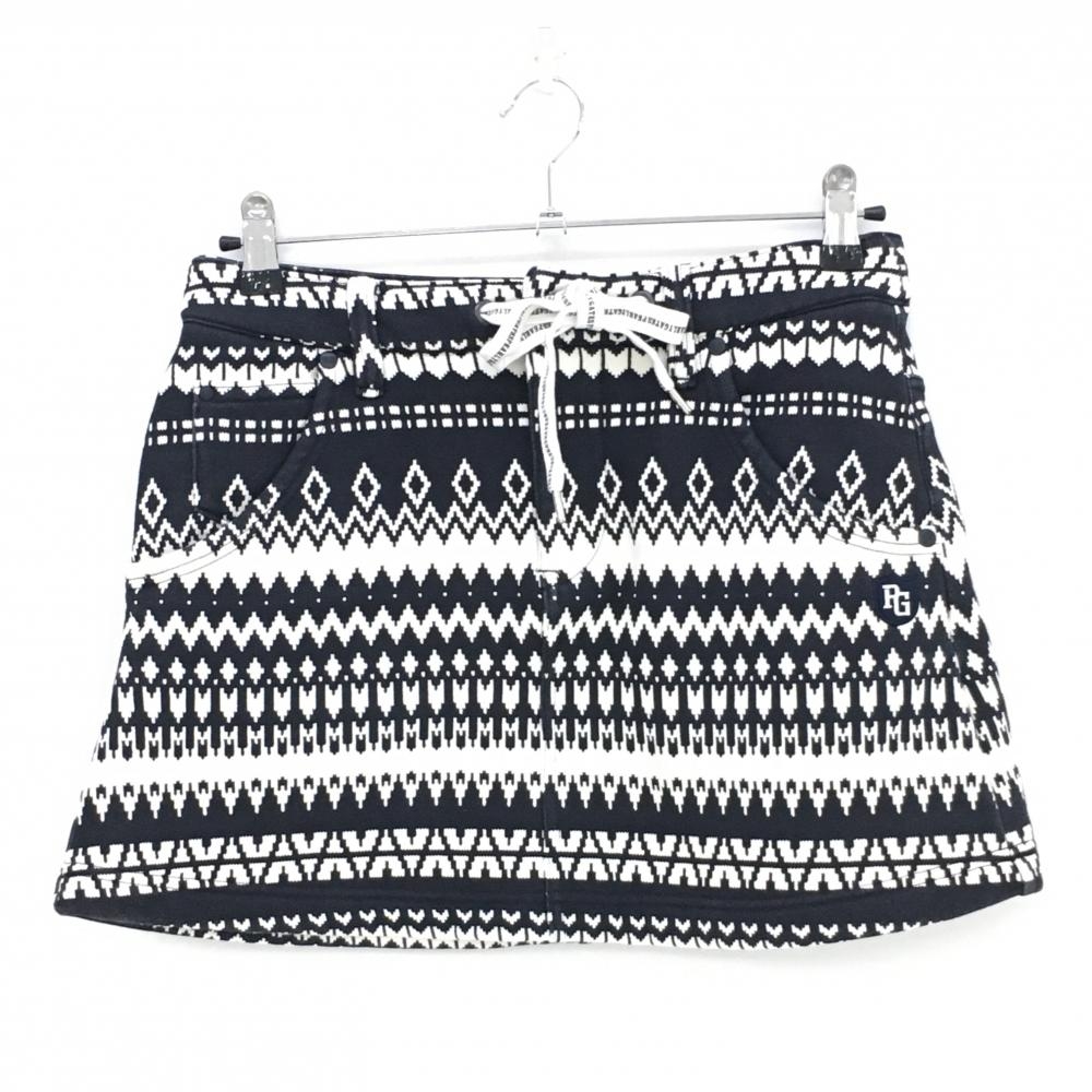 パーリーゲイツ スカート 黒×アイボリー 総柄 裏起毛  レディース 1(M) ゴルフウェア PEARLY GATES