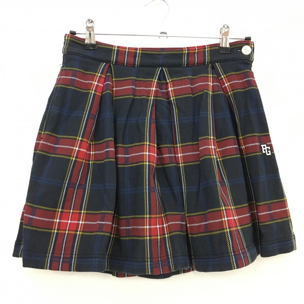 【美品】パーリーゲイツ スカート 黒×レッド チェック 裏起毛  レディース 1(M) ゴルフウェア PEARLY GATES