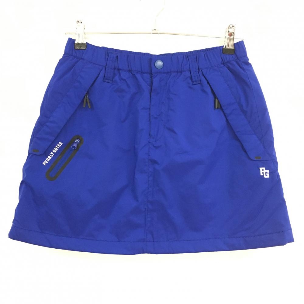 【超美品】パーリーゲイツ スカート ブルー 蓄熱裏地 ウエストゴム レディース 1(M) ゴルフウェア PEARLY GATES