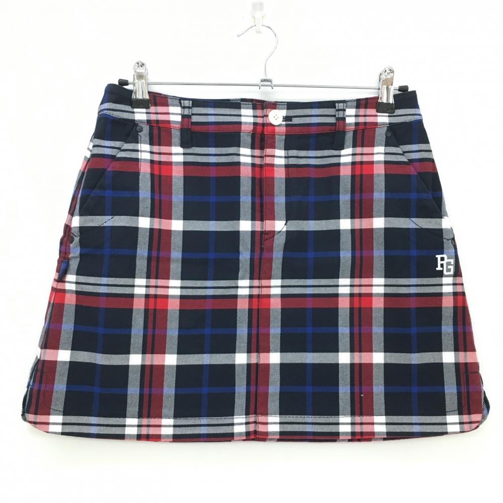 【超美品】パーリーゲイツ スカート ネイビー×レッド チェック  レディース 1(M) ゴルフウェア PEARLY GATES
