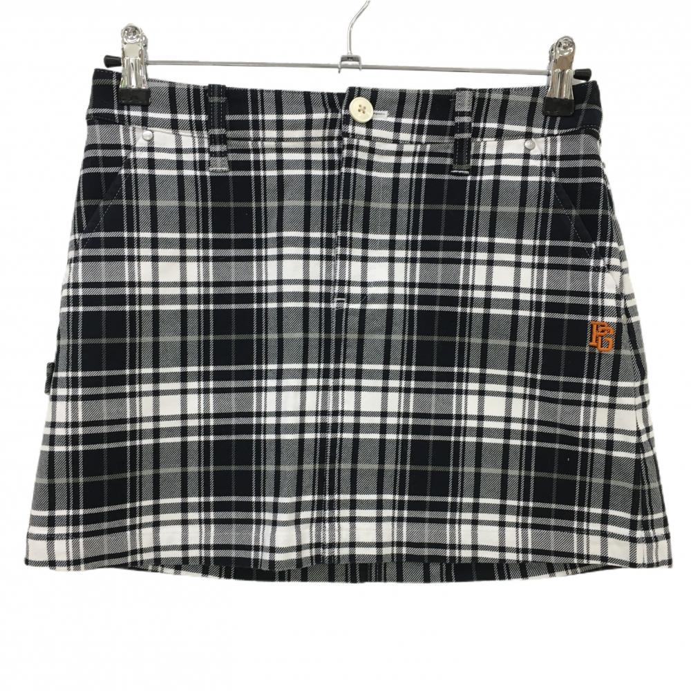 【超美品】パーリーゲイツ スカート ネイビー×白 チェック ストレッチ  レディース 0(S) ゴルフウェア PEARLY GATES