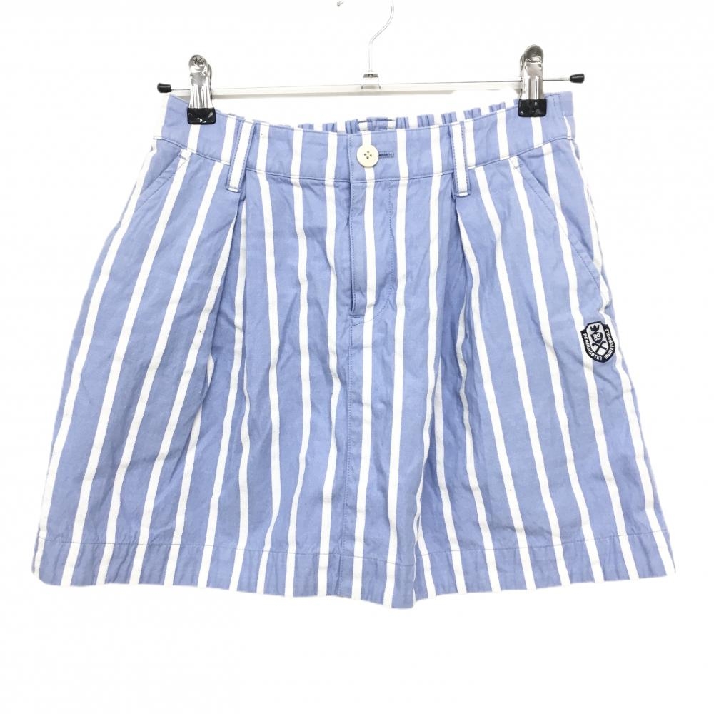 【美品】パーリーゲイツ スカート ライトブルー×白 ストライプ コットン100％ レディース 0(S) ゴルフウェア PEARLY GATES