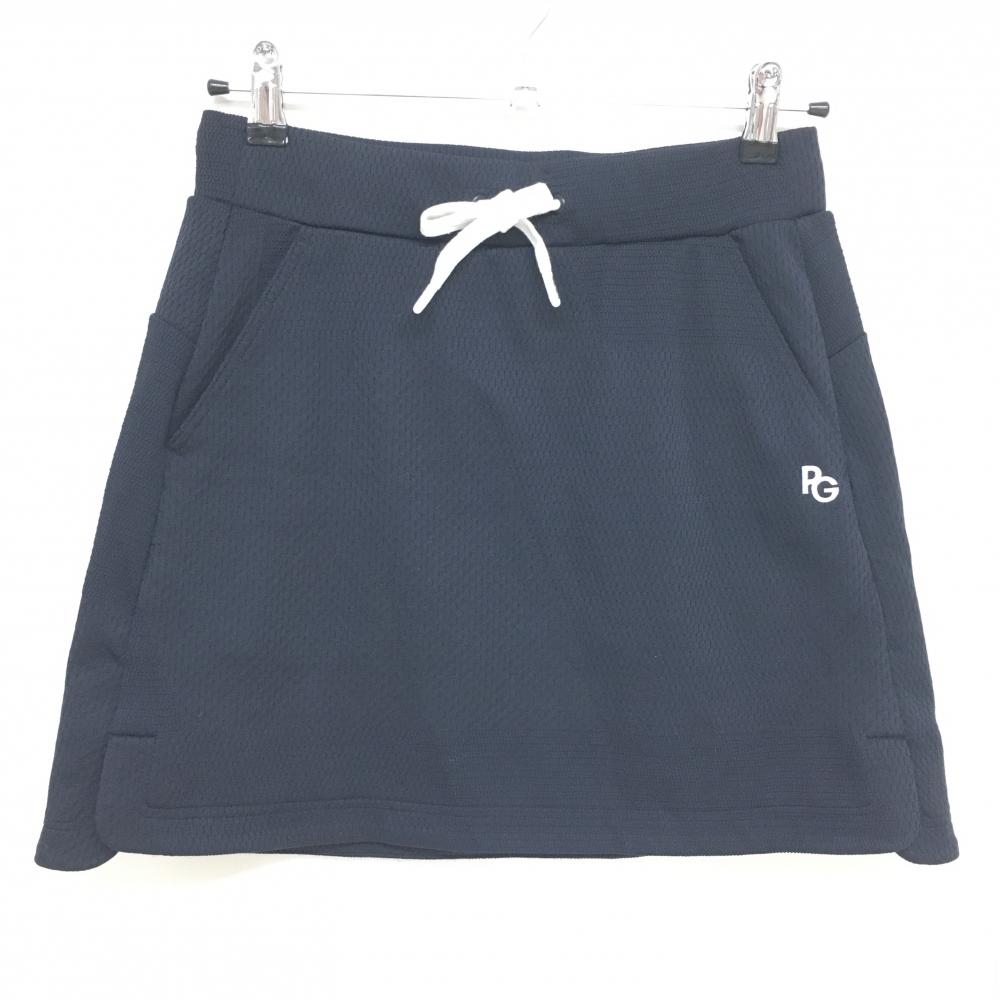 【超美品】パーリーゲイツ スカート ネイビー×白 織生地 ウエストゴム レディース 1(M) ゴルフウェア サンプル品 PEARLY GATES
