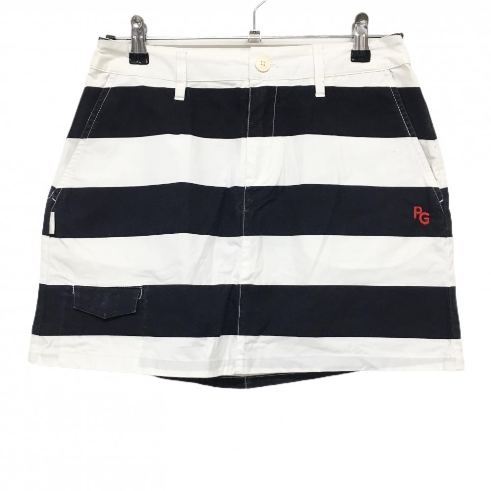 パーリーゲイツ スカート 白×ダークネイビー 太ボーダー ニコちゃん スマイル  レディース 1(M) ゴルフウェア PEARLY GATES