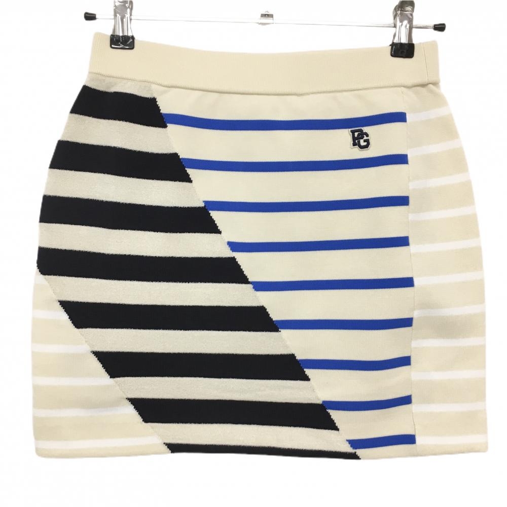 【超美品】パーリーゲイツ ニットスカート ベージュ×黒 切替ボーダー  レディース 0(S) ゴルフウェア 2024年モデル PEARLY GATES