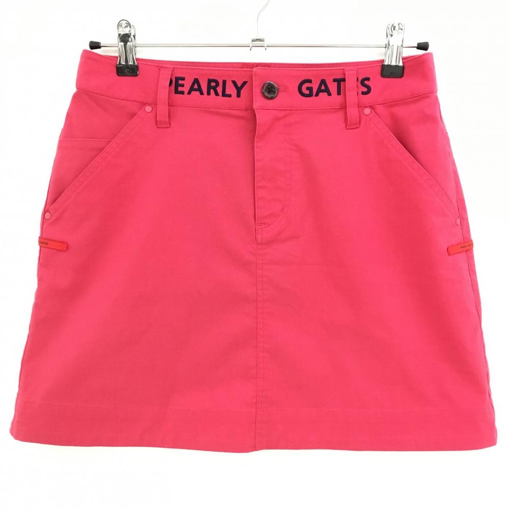 【美品】パーリーゲイツ スカート レッド系 ウエストロゴ刺しゅう レディース 1(M) ゴルフウェア PEARLY GATES
