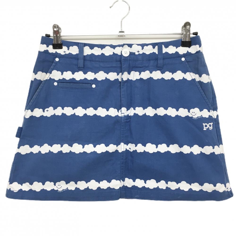 パーリーゲイツ スカート ブルー×白 雲柄ボーダー レディース 0(S) ゴルフウェア PEARLY GATES