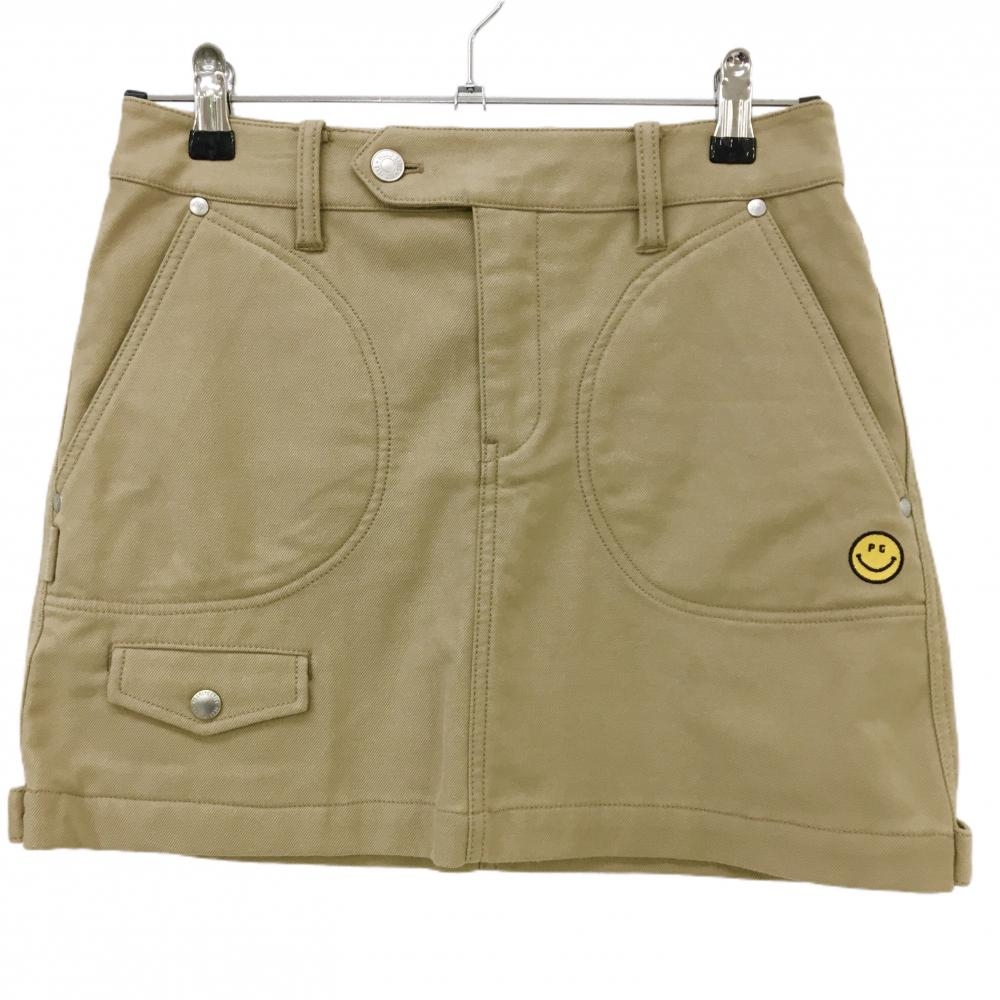 【美品】パーリーゲイツ スカート ライトブラウン ニコちゃん 裏起毛 スマイル  レディース 0(S) ゴルフウェア PEARLY GATES