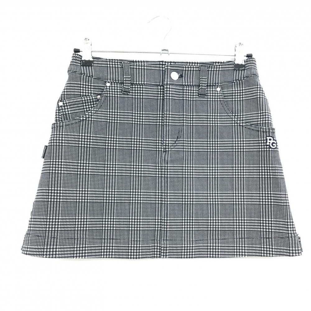 【美品】パーリーゲイツ スカート 黒×白 グレンチェック ストレッチ 裏微起毛  レディース 0(S) ゴルフウェア PEARLY GATES