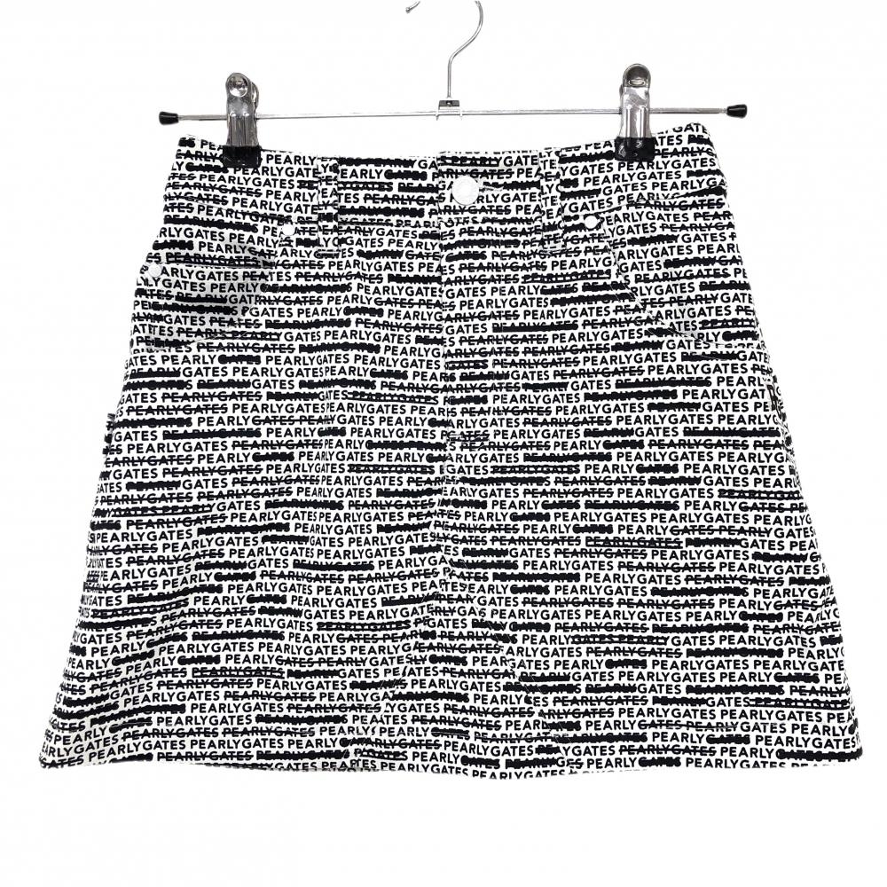 【美品】パーリーゲイツ スカート 白×黒 ロゴ総柄 レディース 00(XS) ゴルフウェア 2024年モデル PEARLY GATES