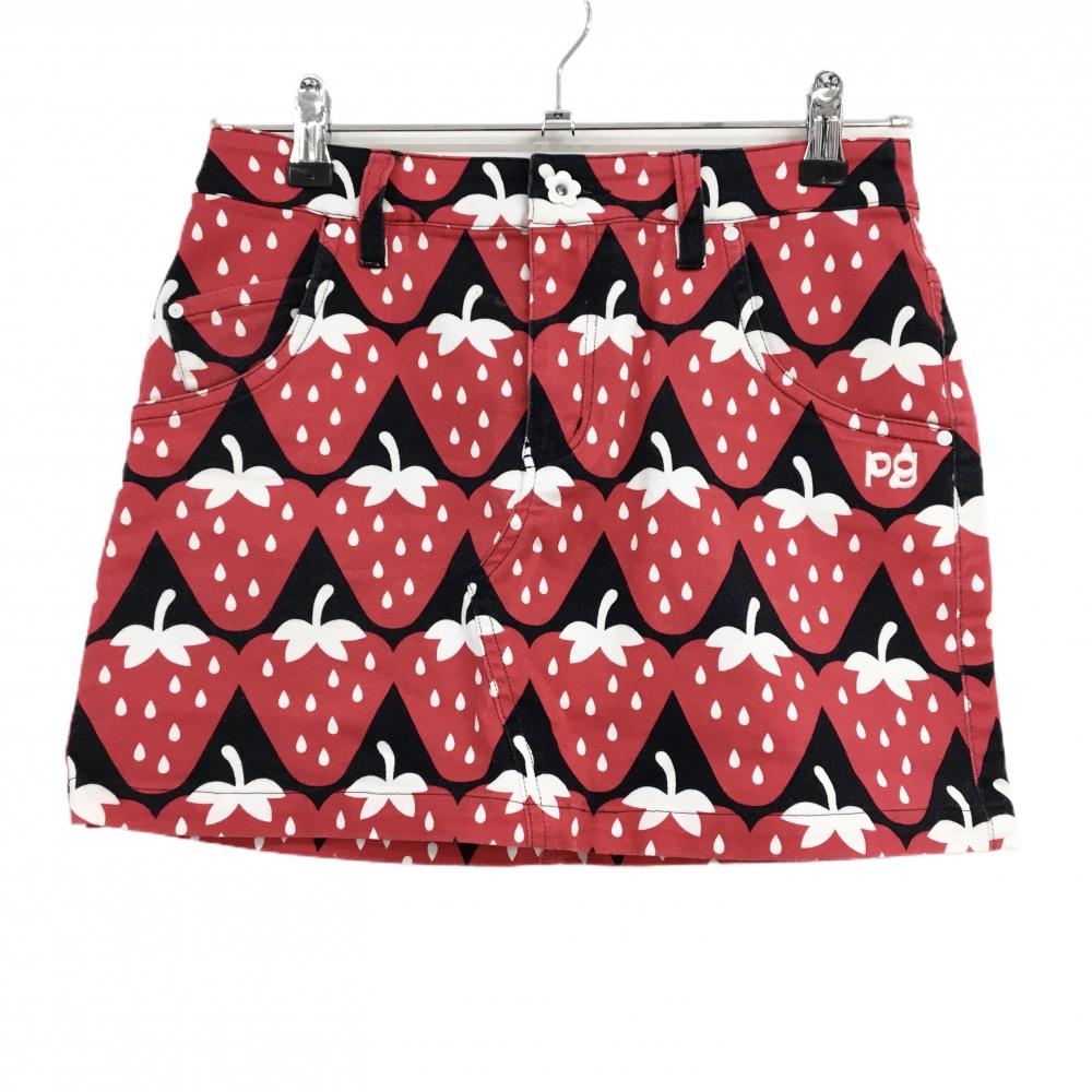 パーリーゲイツ スカート レッド×黒 イチゴ柄 レディース 00(XS) ゴルフウェア PEARLY GATES