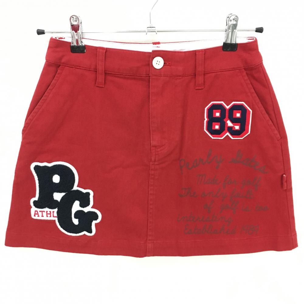 パーリーゲイツ スカート レッド パイル地ワッペン レディース 0(S) ゴルフウェア PEARLY GATES
