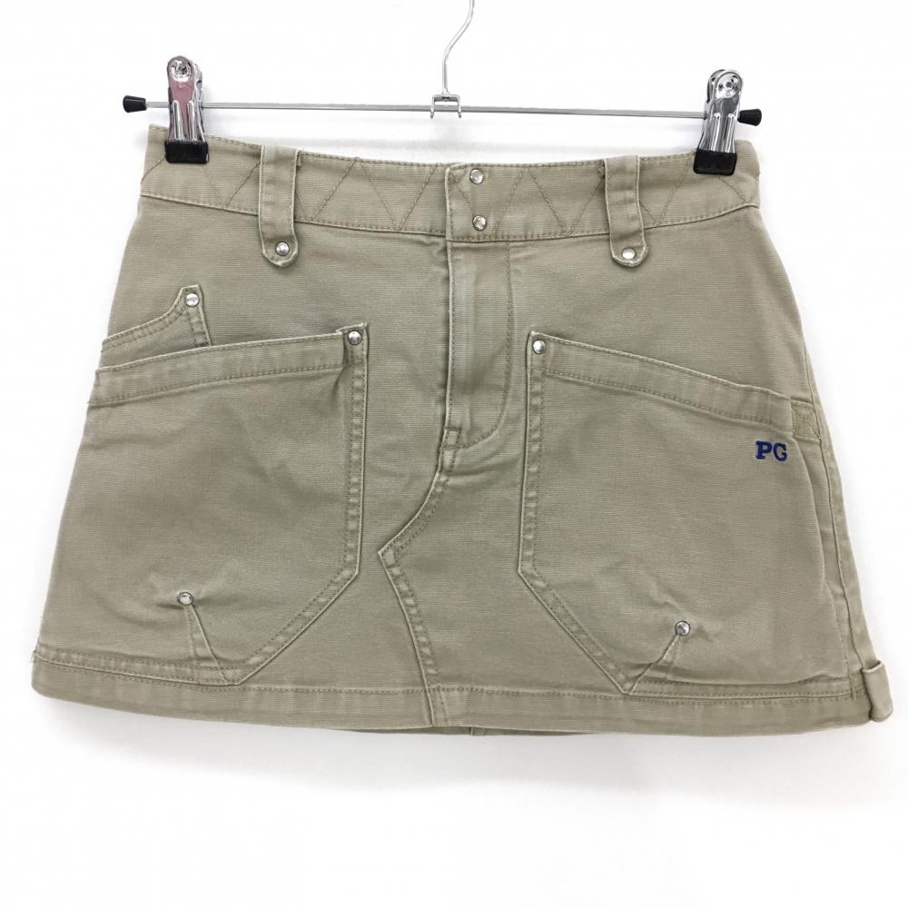 パーリーゲイツ スカート ベージュ ベルト部ステッチ ロゴブルー レディース 0(S) ゴルフウェア PEARLY GATES