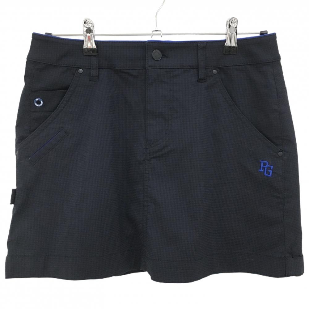 【美品】パーリーゲイツ スカート ダークネイビー×黒 チェック 30周年 裏地ニコちゃん レディース 1(M) ゴルフウェア PEARLY GATES