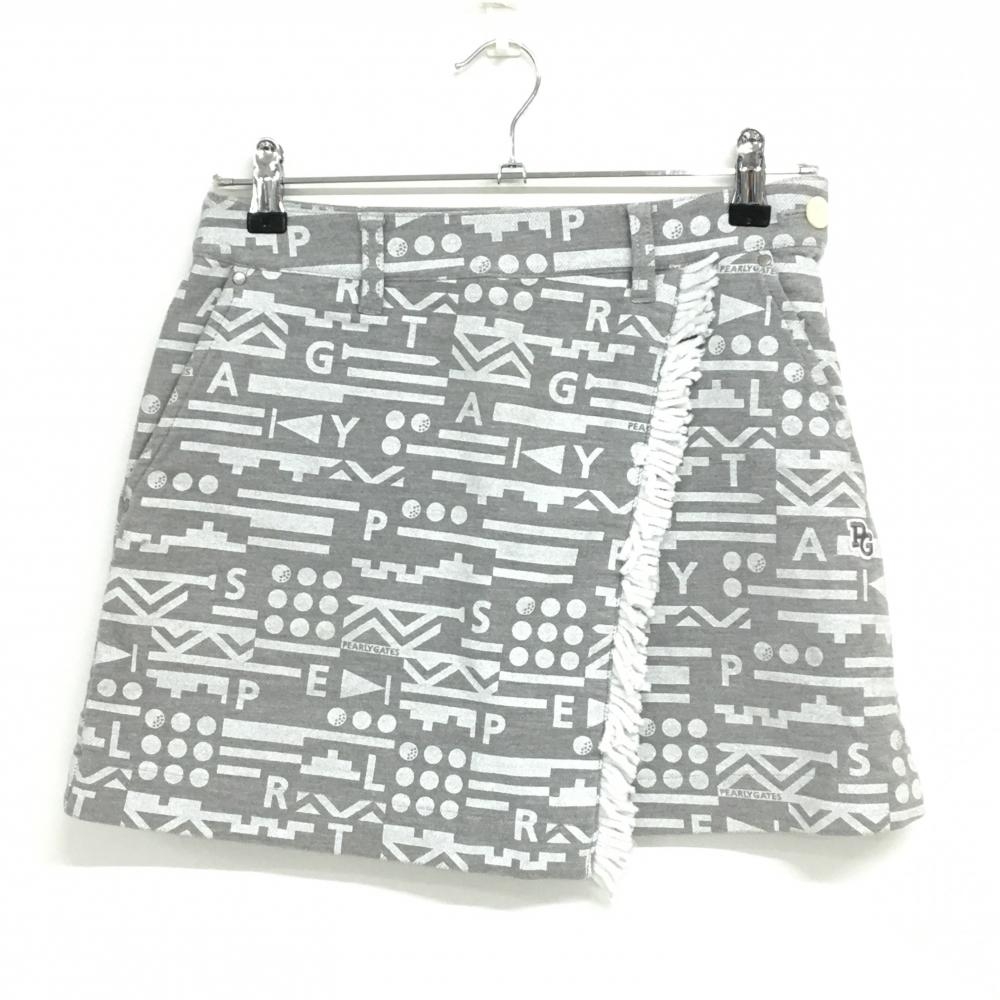 【美品】パーリーゲイツ スカート グレー×白 総柄 レディース 0(S) ゴルフウェア PEARLY GATES