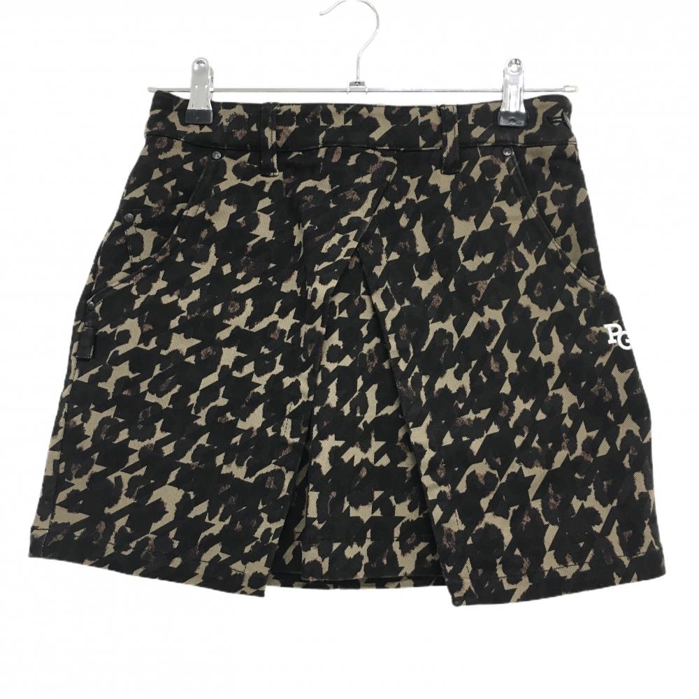 【新品】パーリーゲイツ スカート ブラウン×黒 レオパード柄 千鳥格子 ストレッチ  レディース 00(XS) ゴルフウェア PEARLY GATES