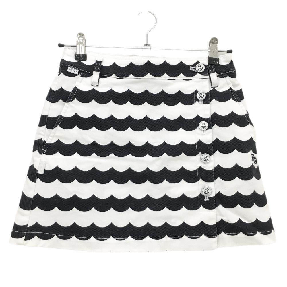 パーリーゲイツ スカート 白×黒 総柄 巻きスカート レディース 00(XS) ゴルフウェア PEARLY GATES