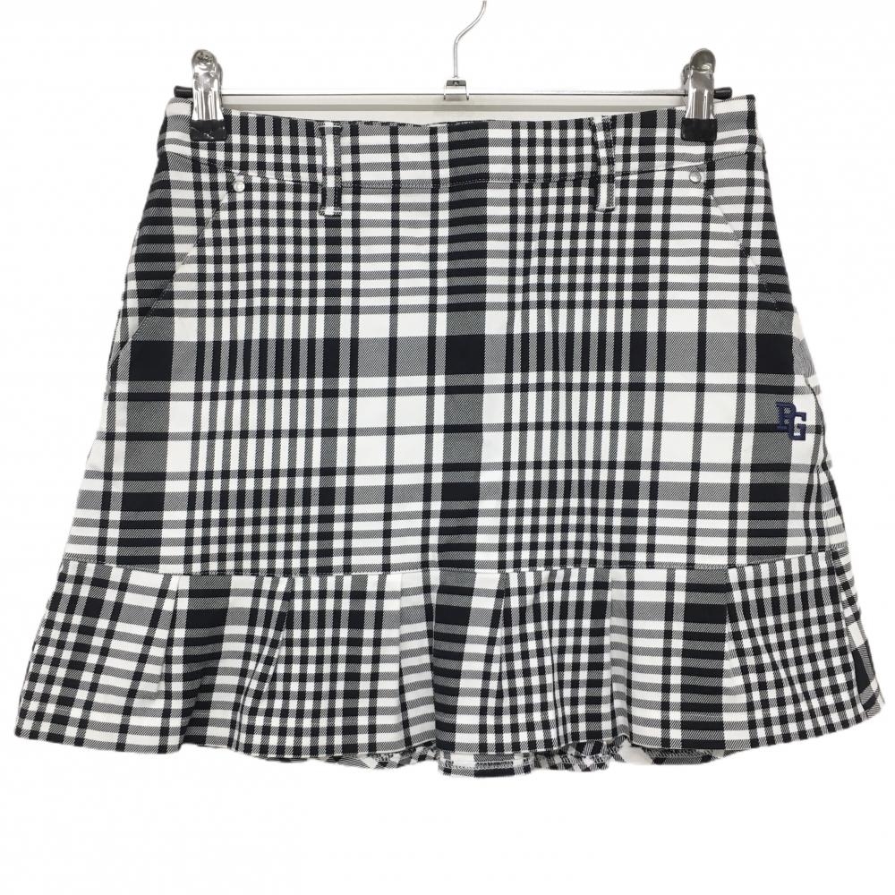 【美品】パーリーゲイツ スカート 白×黒 チェック レディース 0(S) ゴルフウェア PEARLY GATES