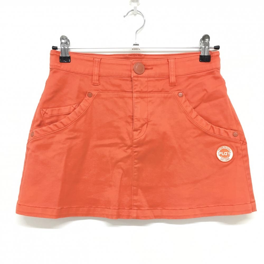 パーリーゲイツ スカート オレンジ ロゴ白 ストレッチ レディース 0(S) ゴルフウェア PEARLY GATES