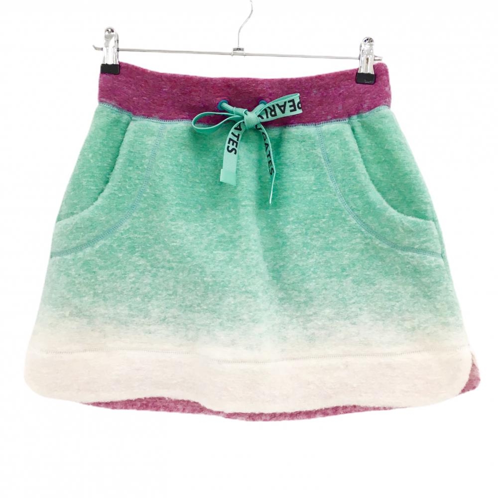 【美品】パーリーゲイツ ボアスカート ライトグリーン×ピンク×白 レディース 1(M) ゴルフウェア 2023年モデル PEARLY GATES