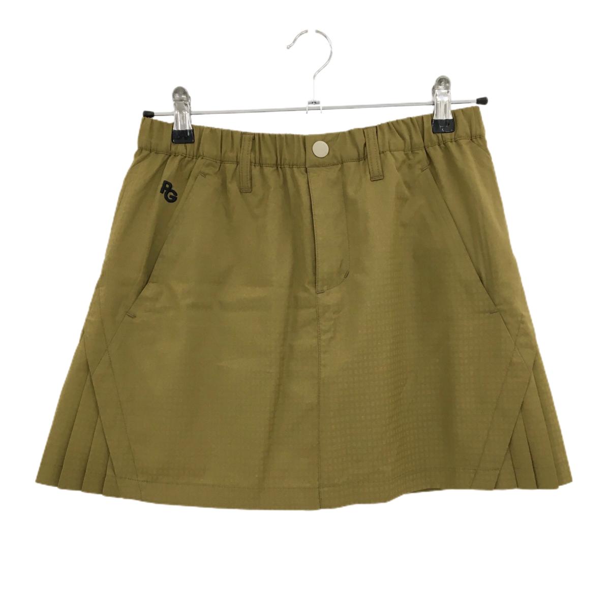 【超美品】パーリーゲイツ スカート カーキ系 格子地模様 蓄熱裏地 サイドプリーツ レディース 0(S) ゴルフウェア PEARLY GATES