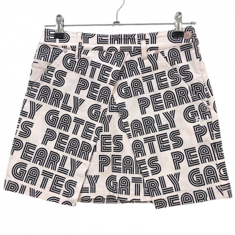 パーリーゲイツ スカート ライトピンク×黒 ロゴ総柄 レディース 00(XS) ゴルフウェア PEARLY GATES