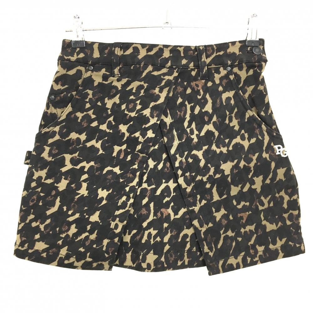 【新品】パーリーゲイツ スカート ブラウン×黒 千鳥格子 レオパード柄  レディース 00(XS) ゴルフウェア PEARLY GATES