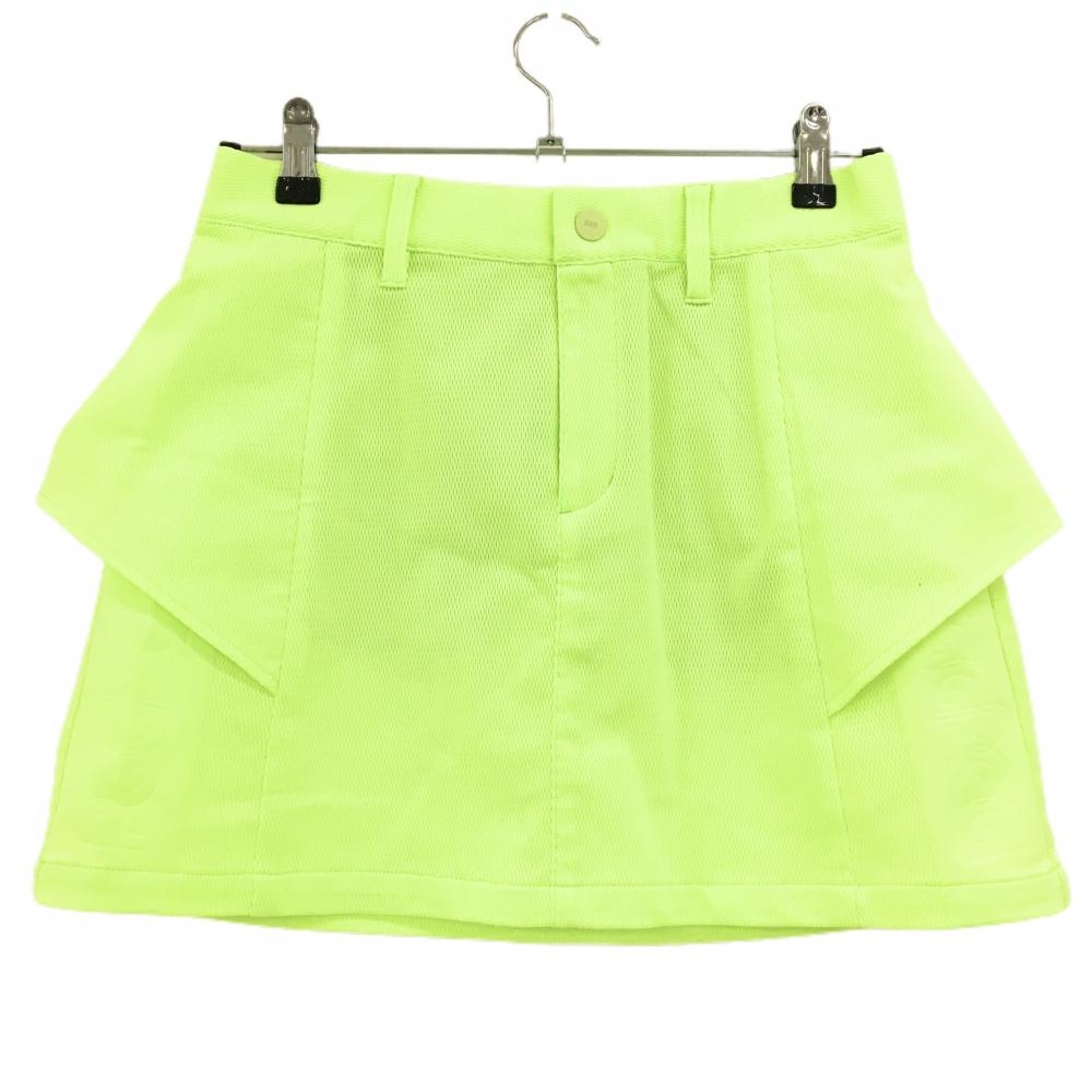 【超美品】PGGパーリーゲイツ スカート 蛍光グリーン ヒップフリルウエストゴム  レディース 1(M) ゴルフウェア 2024年モデル PEARLY GATES