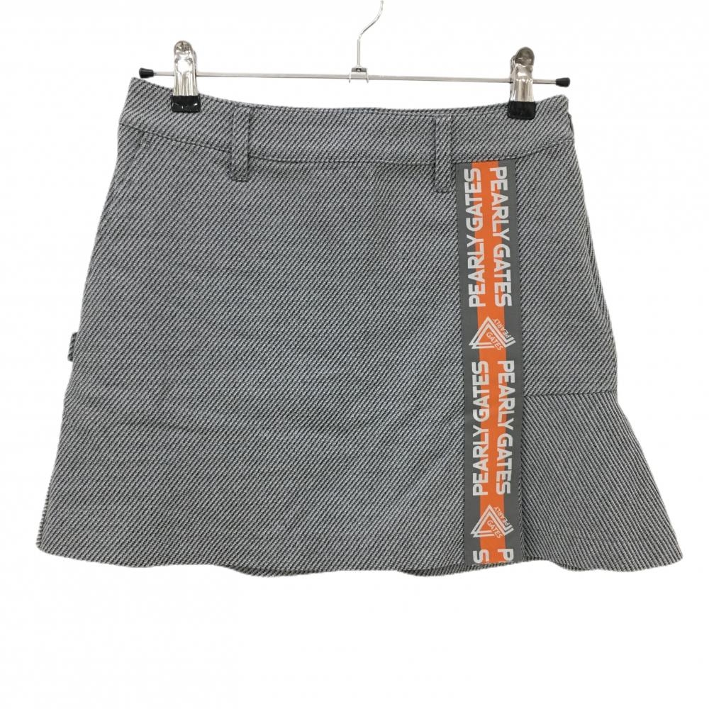 【超美品】パーリーゲイツ スカート ダークグレー 織生地 フロントロゴライン  レディース 0(S) ゴルフウェア 2024年モデル PEARLY GATES